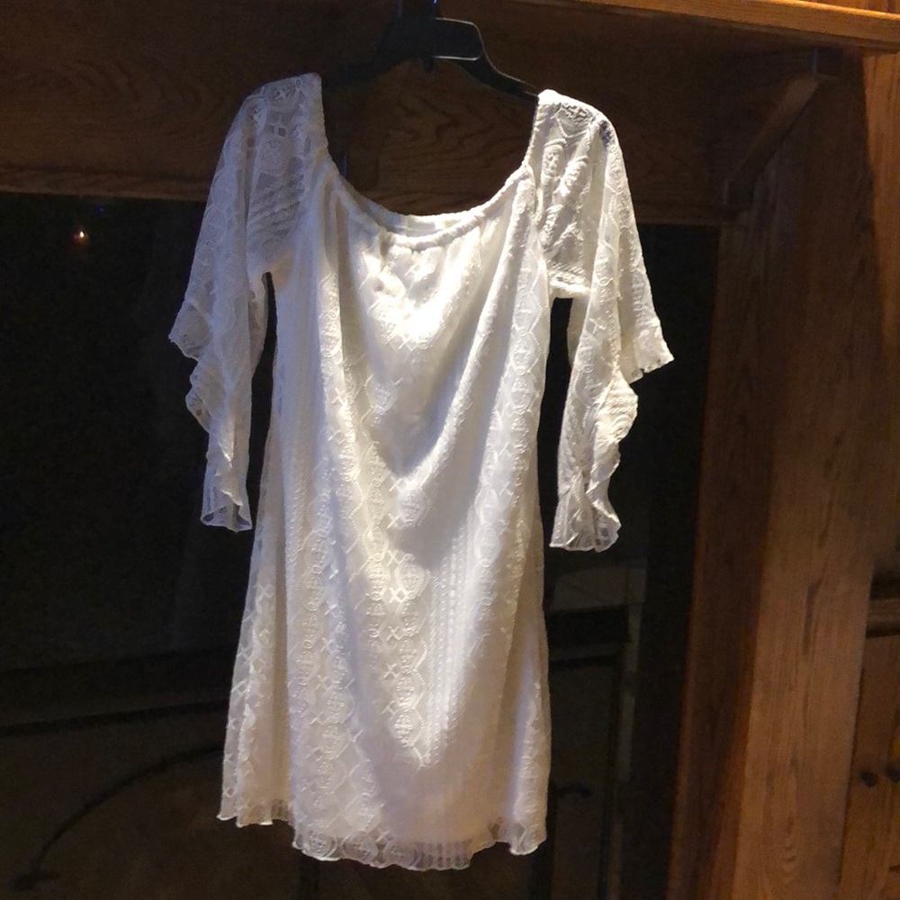 Off White over the shoulder dress